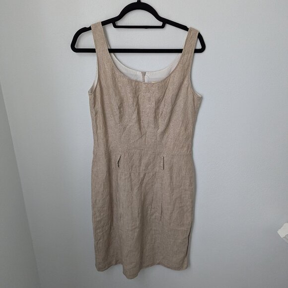St. Emile Women's Linen Gold Sleeveless Dress, 10 - Picture 1 of 5